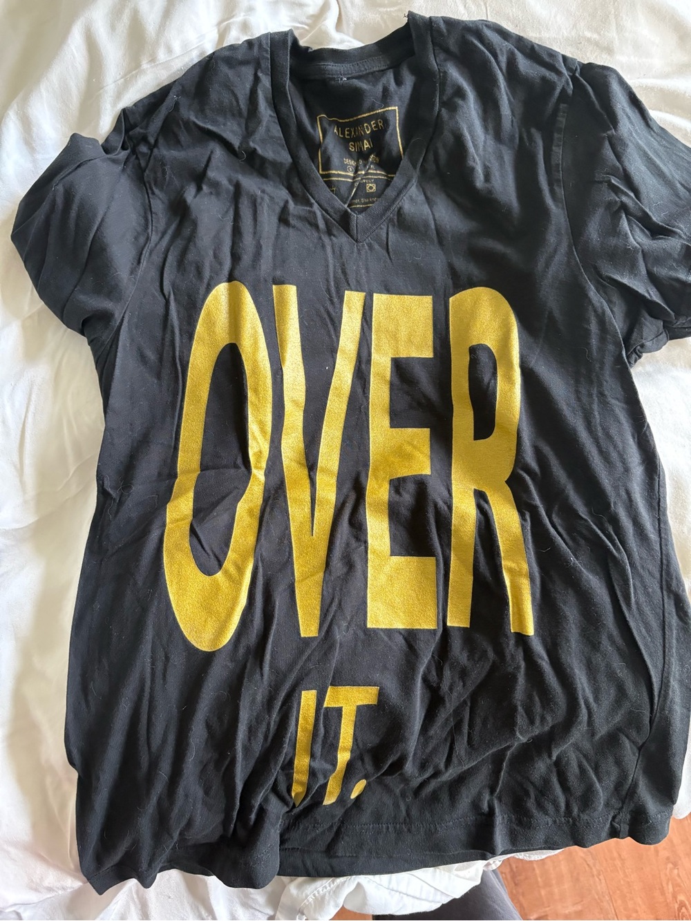 Black Tee with Gold "OVER IT." Graphic
